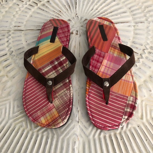 American Eagle Outfitters Women’s 9 - 9 1/2 Plaid Flip Flops - Picture 1 of 10